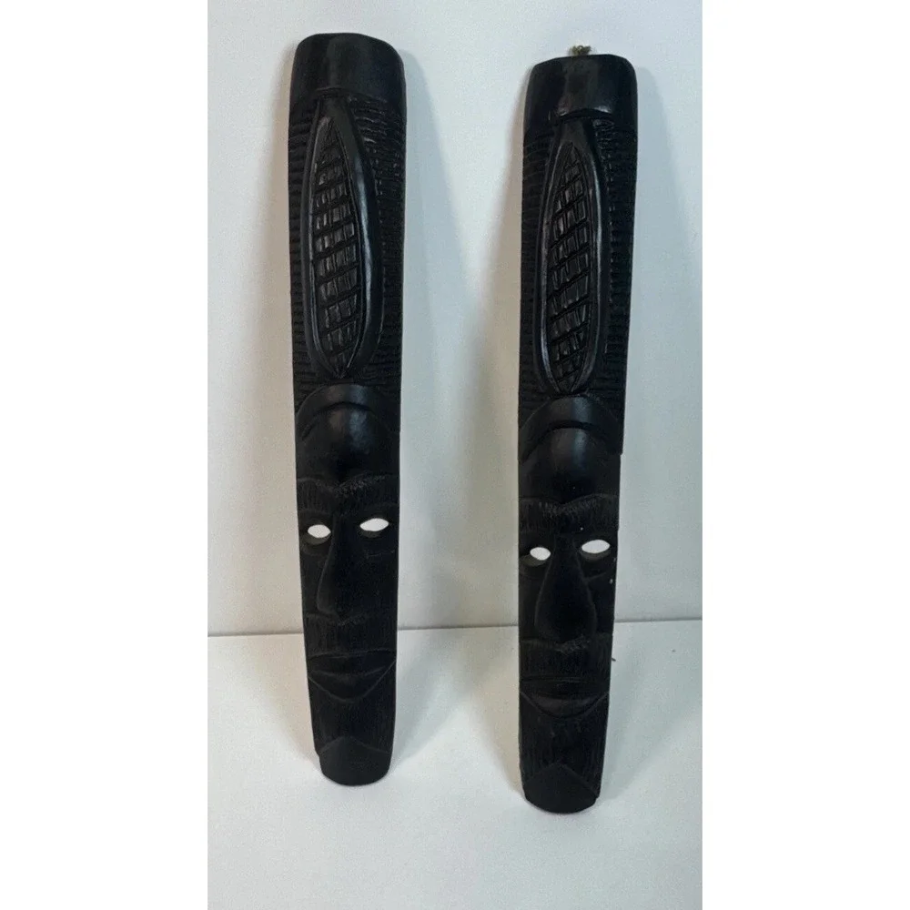African Tribal Face Mask Hand Carved Wood/Metal Wall Hanging Mask 19